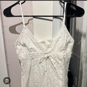 Brandy Melville Cream Eyelet V-Neck Top